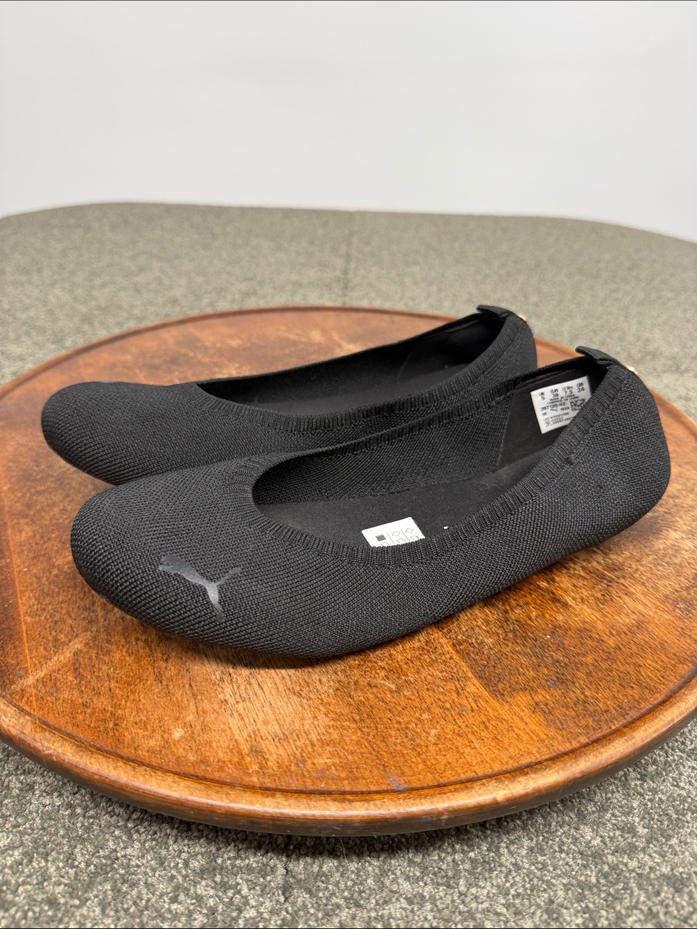 Puma Shoes Wm 7.5 Illiana Black Slip-On Knit Ballet Flats Softfoam Comfort